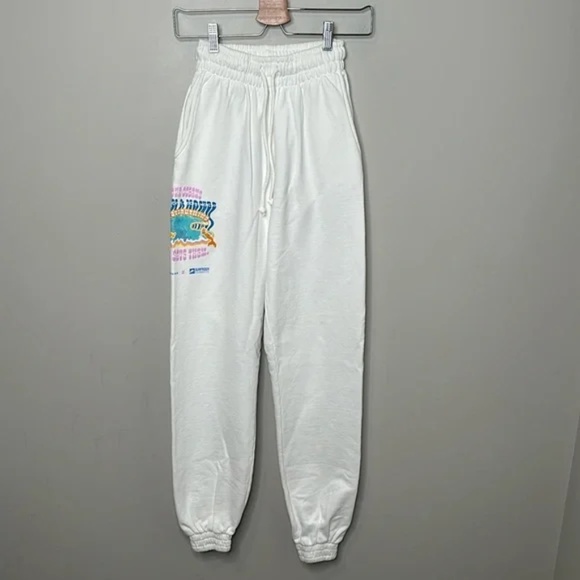 NWT Frankie’s Bikinis White Frank High Waist Sweatpants - Picture 1 of 13